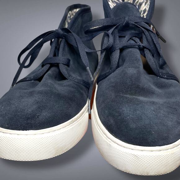 Women's TORY BURCH Blue Suede Cozy Slpper Boots Paisley Lining Rubber Sole EUC - Picture 11 of 12